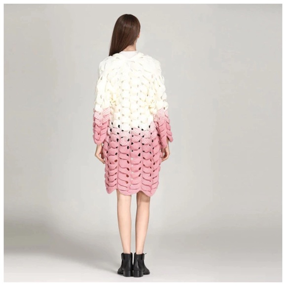 Pink & Cream Hand Knit Sweater - Picture 5 of 9